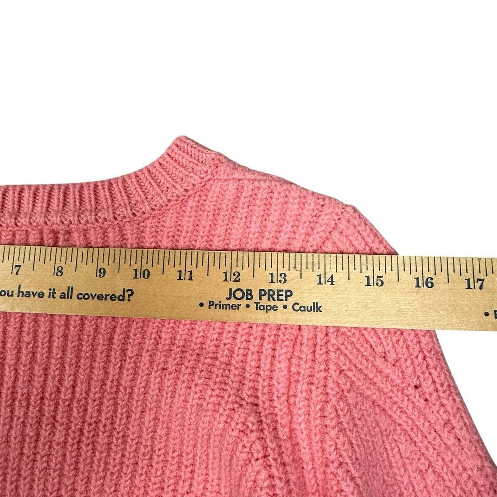 Banana Republic Sweater Sz M Flamingo Pink 100% Wool Chunky Knit Barbie Coquette - Picture 11 of 12